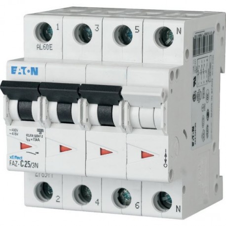 FAZ-B2,5/3N 278938 EATON ELECTRIC Interruttore automatico (MCB), 2,5 A, 3p+N, caratteristiche: B