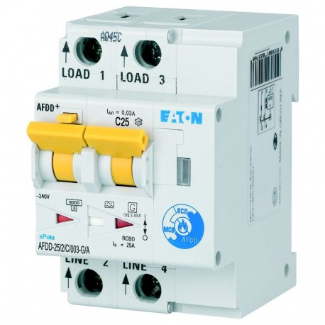 AFDD-25/2/C/003-G/A MB-300155 Y7-300155 EATON ELECTRIC Interruttore di Protezione Incendio, 2p, C, 25 A, 30 ..