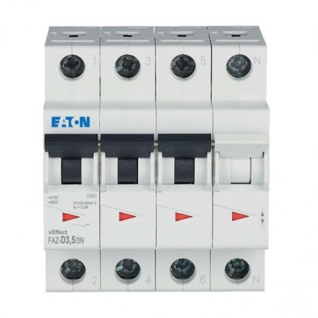 FAZ-D3,5/3N 278989 EATON ELECTRIC Interruttore automatico (MCB), 3,5 A, 3p+N, caratteristiche: D