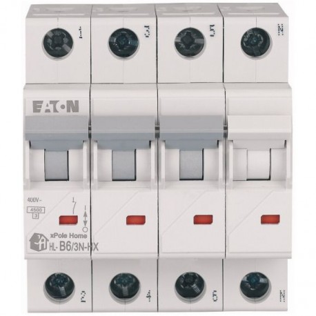 HN-B6/3N 194898 EATON ELECTRIC Miniature circuit breaker (MCB), 6 A, 3p+N, characteristic: B