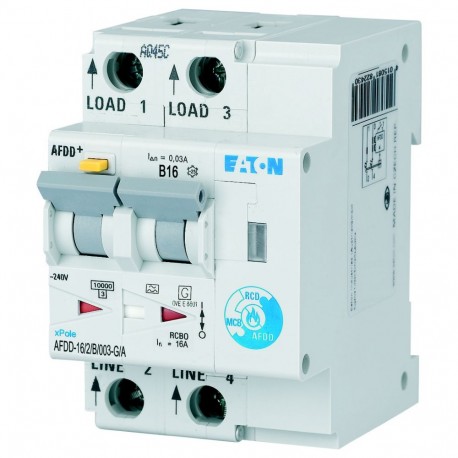AFDD-16/2/B/003-G/A MB-300168 Y7-300168 EATON ELECTRIC Interruttore di Protezione Incendio, 2p, B, 16 A, 30 ..