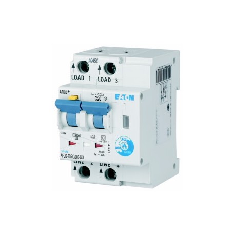 AFDD-20/2/C/003-G/A MB-300153 EATON ELECTRIC Interruptor de protección contra incendios, 2p, C, 20 A, 30 mA,..