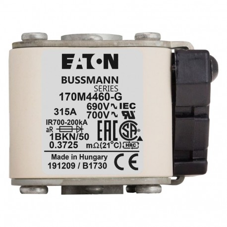 170M4460-G 315A 690V 1BKN/50 AR UC + MICROSWITCH EATON ELECTRIC 315A 690V 1BKN/50 AR UC + MICROSWITCH