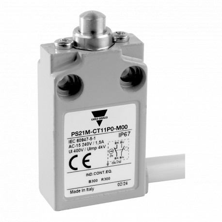 PS21M-CS11P0-M00 CARLO GAVAZZI Alla fine della gara-attuatore a pulsante in metallo, contatti 1 NA + 1 NC le..