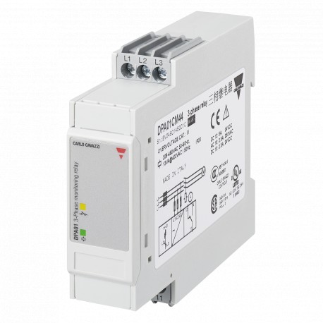 DPA01DM48 CARLO GAVAZZI Selected parameters OUTPUT SIGNAL 2 relays SETPOINTS 1, fixed MONITORED VARIABLE 3-p..