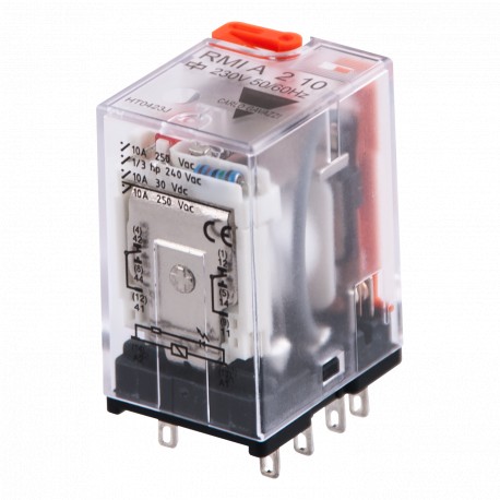 RMIA210230VAC CARLO GAVAZZI Relè industriale plug-in miniatura 2 contatti, Tensione bobina 230 VAC, Amperagg..