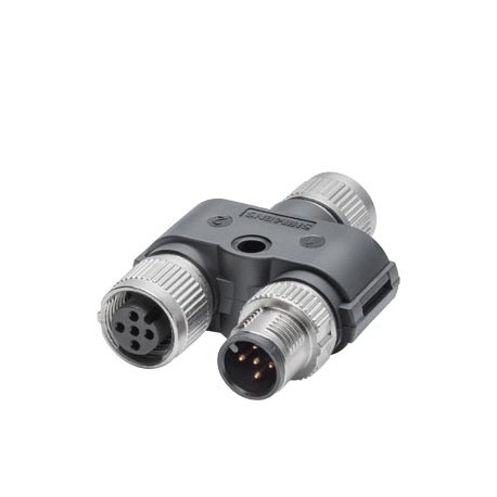 6GK1907-0DC00-6AA5 SIEMENS M12 Power T-TAP PRO (A-encoding) T-element para alimentação XP-200 com 2 insertos..