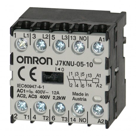 J7KNU-05-10 24D J7KN9834M 675294 OMRON Microcontator, 3 polos (NA) + 1NA, 2,2 kW 12A AC1 (até 440VAC), 24VDC