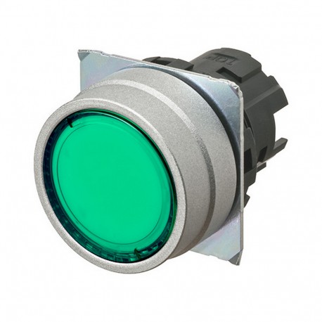 A22NZ-MNM-TGA A2270080A 665935 OMRON Pulsa.22mm, Metal, FLUSH, MOMENTARY, Transp.GREEN, LIGHTING