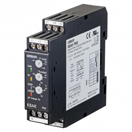 K8AK-PW1 K8AK0026G K8AKPW1 OMRON Tensione trifase Max e Min 1 SPDT 200-240VAC 2 SPDT