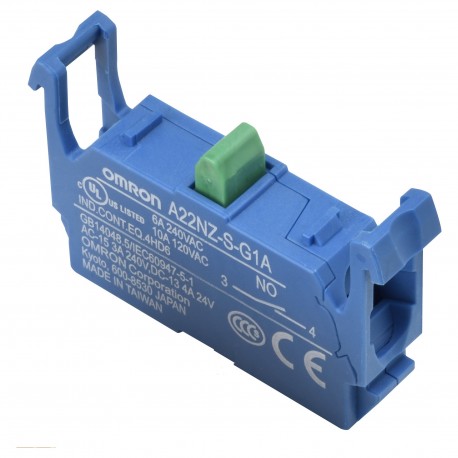 A22NZ-S-G1A A2270655R 667274 OMRON Pushback Accessory A22NZ Contact Block SPST-NA (blue)