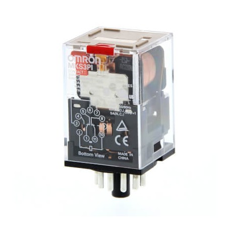MKS3PI-5 240VAC MKSN8478A MKS3PI5AC240BYOMZ OMRON Relay, plug-in, 11-pin, 3PDT, 10A, mech indicator, teste b..