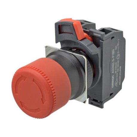 A22NE-S-P222-N A22E0024A A22NESP222N OMRON Pushbutton, 30mm, Emergency Turn IP65 3nc contact forms, Push-in+
