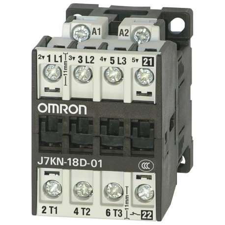 J7KN-18D-01 110 J7KN9716E 367326 OMRON Contactor, 3-polos, 7.5 kW 18 A AC3 (380-415 VAC) + 1 NC aux., 110 VAC