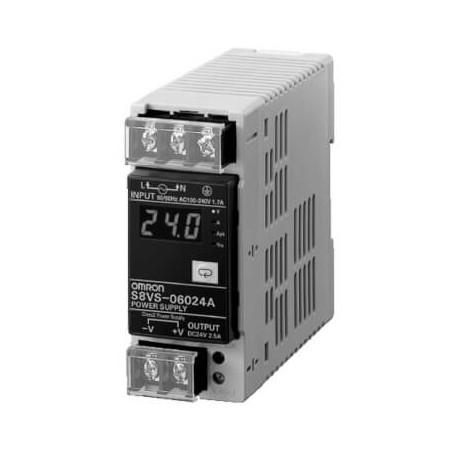 S8VS-06024A S8VS0118G S8VS06024A,1 OMRON 60W / 24 V / 2,5 A DIN-Affichage de la Période de mant.