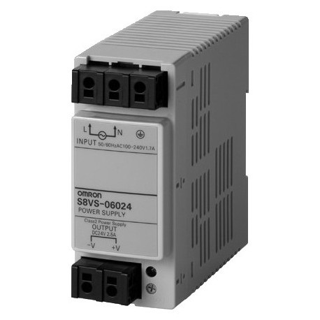 S8VS-06024-F S8VS0073C S8VS06024F OMRON Power supply, 60 W, 100-240 VAC , 24 VDC, 2.5 A , DIN , basic model
