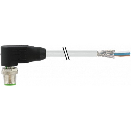 341566 MURRELEKTRONIK M12 macho 90° com cabo PUR 5x0.34 blindado cinza 135m
