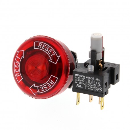 A165E-LS-24D-01 A16E7003C A165ELS24D01 OMRON Pulsante di arresto di emergenza 16mm SPST-NC LED