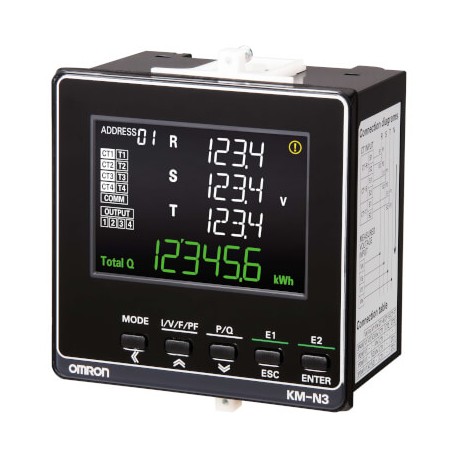 KM-N3-FLK KMN30001H KMN3FLK OMRON Medidor de energia Multicircuito Display LED Push-in+ 96x96