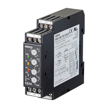 K8AK-AW2 100-240VAC K8AK0009G K8AKAW2100240VAC OMRON Einphasig-Strom Max und Min 0,1-8A 100-240 v ac 2 WECHS..