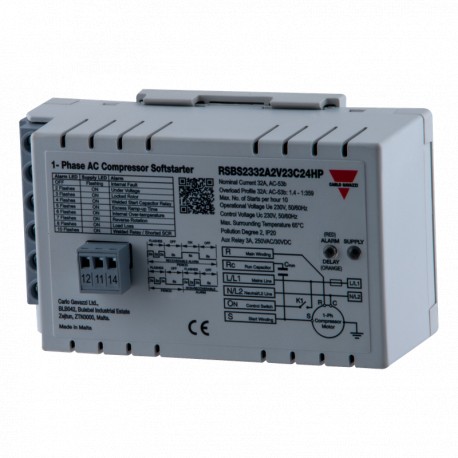 RSBS2332A2V23C00HP CARLO GAVAZZI 1Ph Comp Softstart 230V 32A+Aux Relè Sc-E