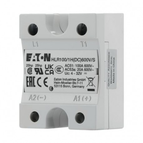 HLR100/1H(DC)600V/S 360055 Y7-360055 EATON ELECTRIC Disco de hóquei de revezamento solid state 100A, 600V