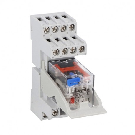 HRA604CD024K4 LOVATO Relé Estrecho+Base tornillo 4Conmutado 5A 24VDC