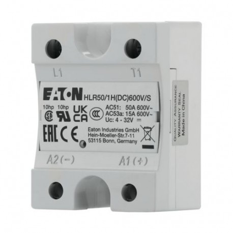 HLR50/1H(DC)600V/S 360054 EATON ELECTRIC Hockey Puck Solid State Relay, 50A, 600V