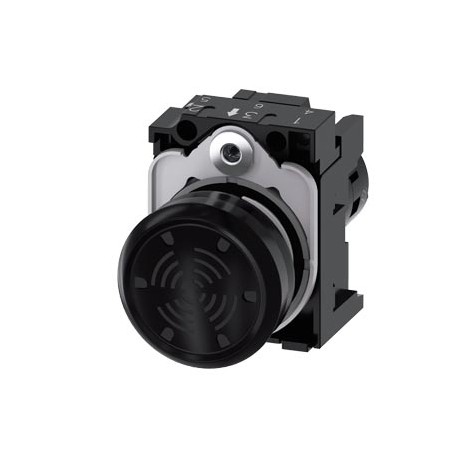 3SU1200-6LB10-1AA0 SIEMENS campainha, compacta, 22 mm, circular, de plástico, preta, tom contínuo de 4,5 kHz..