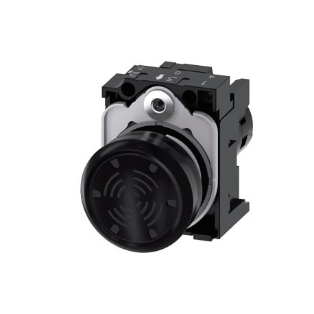 3SU1200-6LF10-1AA0 SIEMENS acoustic signal device, compact, 22 mm, round, plastic, black, continuous tone 4...