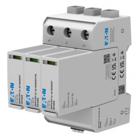 SPPVRT12-10-2+PE-AX EP-501956 Y7-501956 EATON ELECTRIC PV-SPD, 1000V, Classes 1 e 2 Combinado, com contato A..