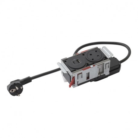 654749 LEGRAND IN-DISQIN 2EL SCH+USB NE 2MT
