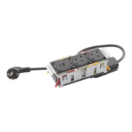 654750 LEGRAND IN-DISQIN 3EL 2SCH+USB NE 2MT