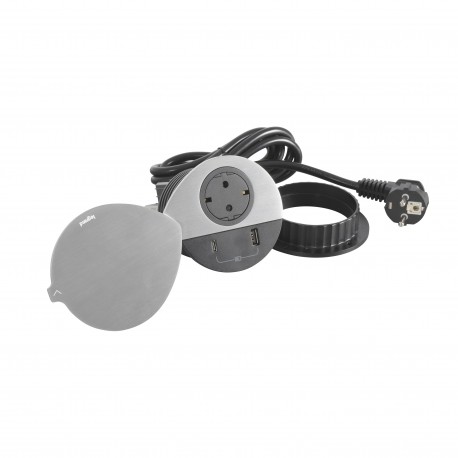 655047 LEGRAND IN-DISQ80 SCH+USB A+C MÉTAL AVEC COUVERCLE DE 2M