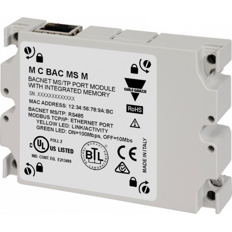 MCBACMSM CARLO GAVAZZI Modulo di comunicazione, porta BACnet MS/TP, con built-in di memoria, per WM40