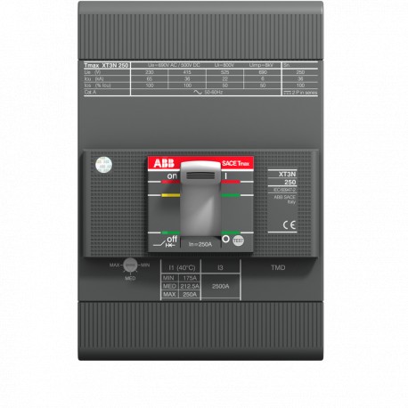 1SDA068057R1 ABB C.BREAKER TMAX XT3N 250 FIXED THREE-POLE WITH FRONT TERMINALS AND THERMOMAGNETIC RELEASE TM..