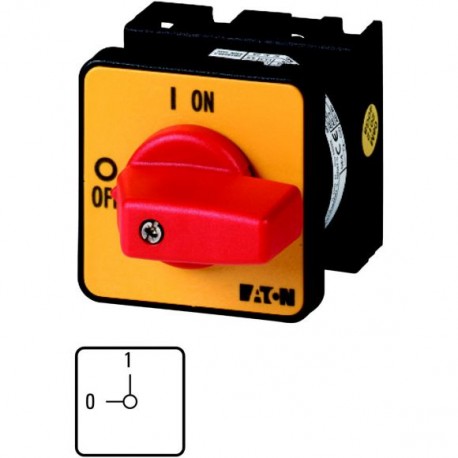 T0-1-102/E-RT 009046 EATON ELECTRIC Interruptor seccionador ON-OFF 2 polos 20 A Maneta Roja/Amarilla 90 ° Mo..