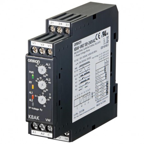K8AK-VW3 24VAC/DC K8AK0020H K8AKVW324VACDC OMRON Einphasen-Spannung Max-und Min-20-600V