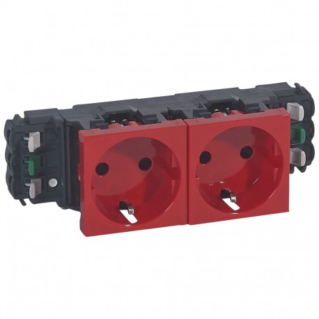 077412 LEGRAND MO-SOCKET 2X2P+T DLP SCH ROUGE