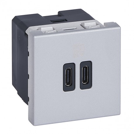 077632L LEGRAND MO-2USB C+C 2М 30 Вт AL