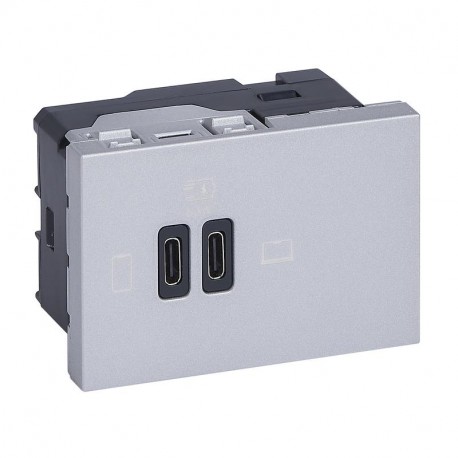 077674L LEGRAND MO-2USB C+C 3M 63W AL