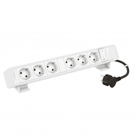655138WH LEGRAND BUREAU 6X2P+T +INTERR BL 2M