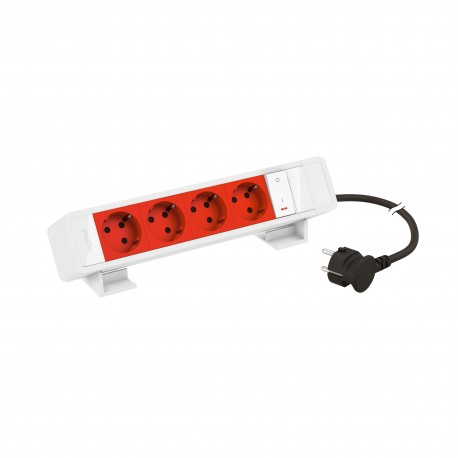 655139WH LEGRAND IN-ONDESK 4X2P+T ROJ+INT BL 2M