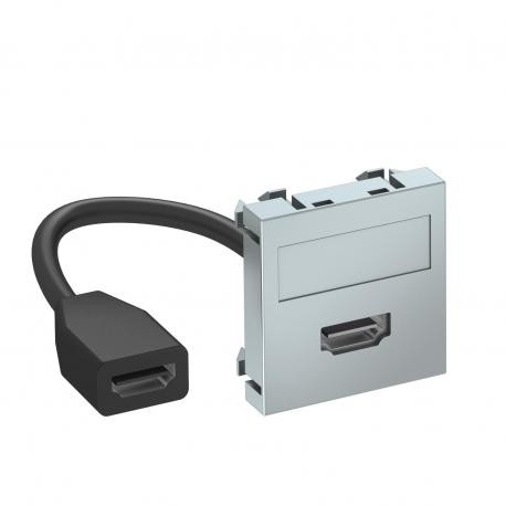 MTG-HD F AL1 6104832 OBO BETTERMANN Prendere multimediale HDMI, con cavo di collegamento, 45x45mm, alluminio..