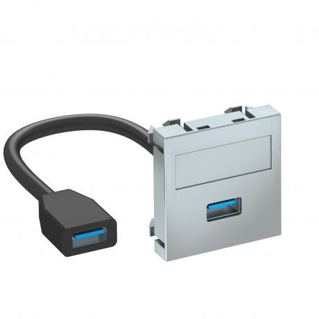 MTG-U3A F AL1 6104928 OBO BETTERMANN Prenez multimédia, USB 3.0 AA câble, 45x45mm, aluminium laqué, polycarb..