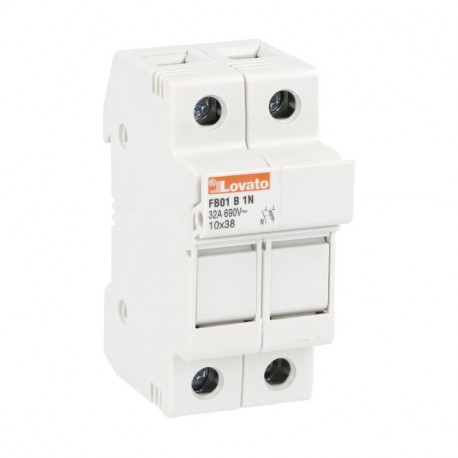 FB01B1N LOVATO BASE PORTAFUSIBILI, PER FUSIBILI 10X38MM. CORRENTE NOMINALE 32A (690VAC), 1P+N. SENZA INDICAT..