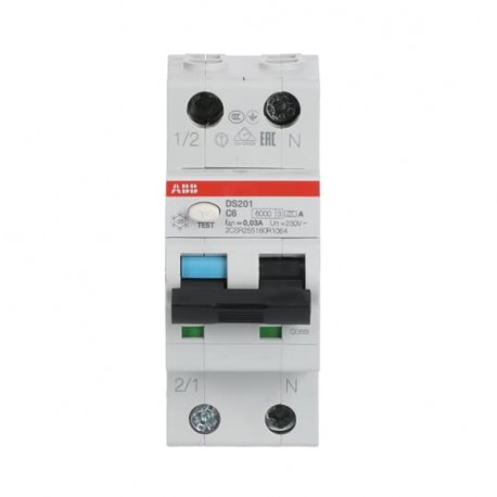 2CSR255180R1064 ABB I.com.DS200 1p+N C 6A 10kA 30mA