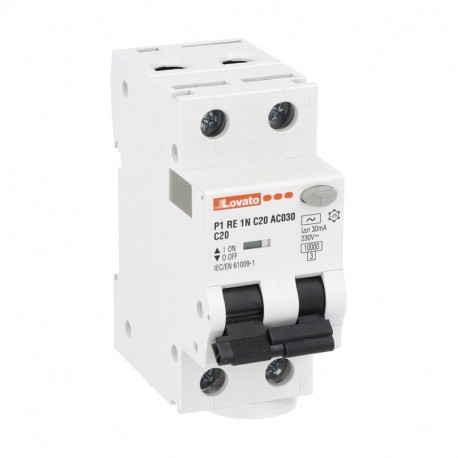 P1RE1NC20AC030 LOVATO RCBO 1P+N C 20A IDN 30MA 10KA