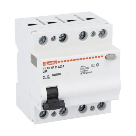 P1RD4P25A030 LOVATO DISPOSITIF DE COURANT RÉSIDUEL 4P 25A IDN 30MA