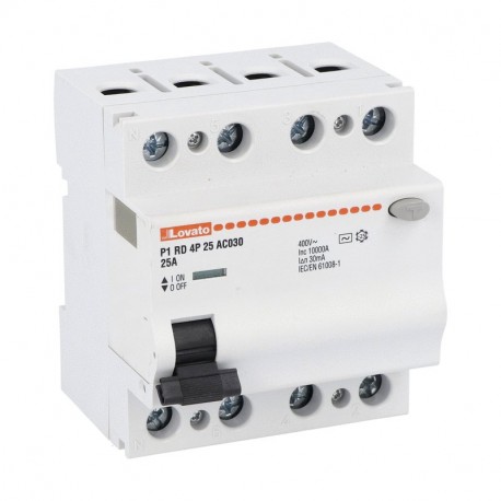 P1RD4P25AC030 LOVATO RESIDUAL CURRENT DEVICE 4P 25A IDN 30MA